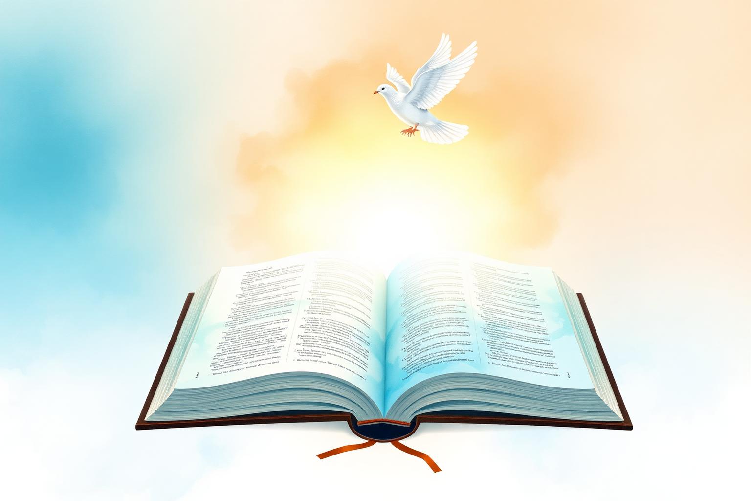 Open Bible with dove